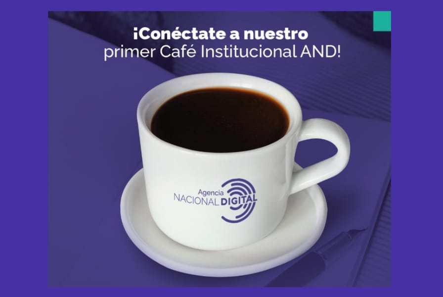 Imagen de una tasa de café con logo de la Agencia Nacional Digital.